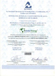 Calentador solar certificado, invi, solar hp para invi, calentador solar, global energy